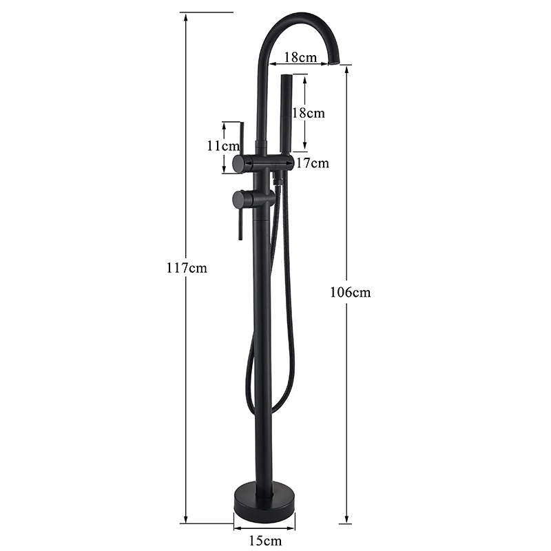 Bathroom Bathtub Floor Stand Faucet Single Handle Mixer Tap 360 Rotation Spout With ABS Handshower Bath Mixer Shower