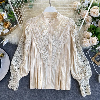 

2020 New Women's Blouse Shirts Long Sleeve Tops Female Black White Womens Clothing Spring Summer 100% Cotton White Blouse