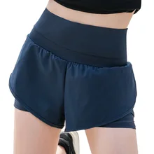 Женские спортивные шорты, одноцветные, быстросохнущие, высокая талия, для лета, йоги, фитнеса, BHD2