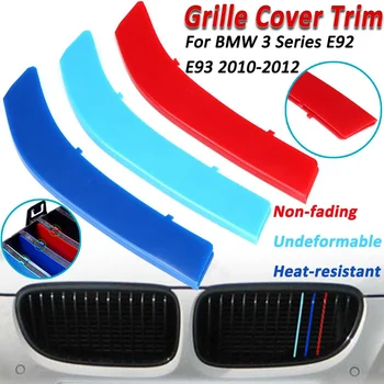 

3D Car Front Grille Trim Sport Strips Cover For BMW E92 E93 10-12 3color Hood Bumper Kidney Grill Grille Motorsport Stickers