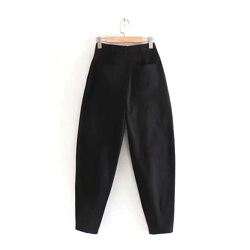 Withered england style simple solid pleated loose casual harem pants women pantalones mujer pantalon femme trousers women