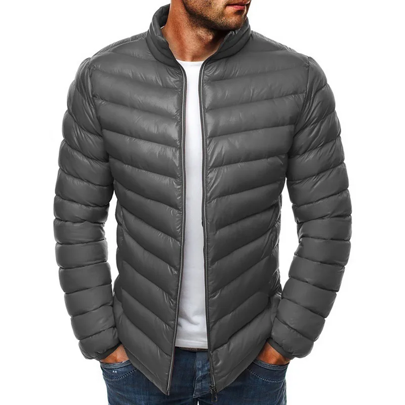 Aisputent Мужская Легкая ветрозащитная теплая складываемая теплая куртка, Мужская осенне-зимняя однотонная приталенная куртка на молнии, верхняя одежда