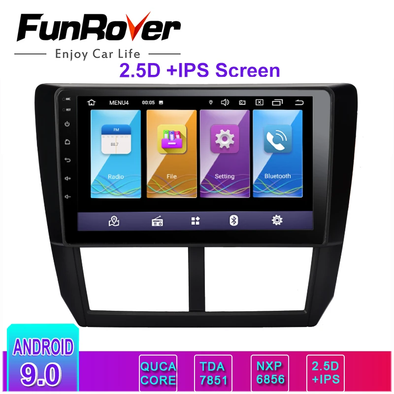 

FUNROVER 2.5D+IPS Android 9.0 Car Radio Multimedia Video Player Navigation GPS For Subaru Forester 3 2007-2013 2 din No dvd rds