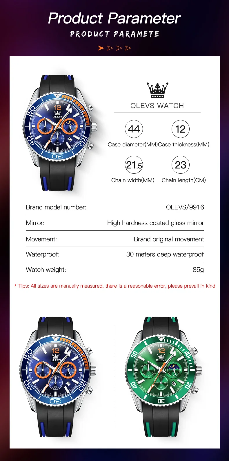 OLEVS 2022 New Quartz Watch 30M Waterproof Sports Noctilucent Business Affairs Watches For Men Moon Phase Relogio Masculin