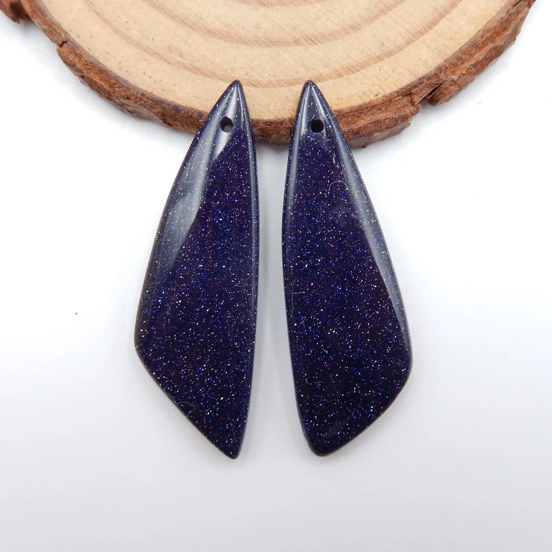 

Wholesale gemstone,Handmade DIY Supply Jewelry Earrings.New,Blue Sand Sun Sitara Earring pair,39x13x4mm 6.5g