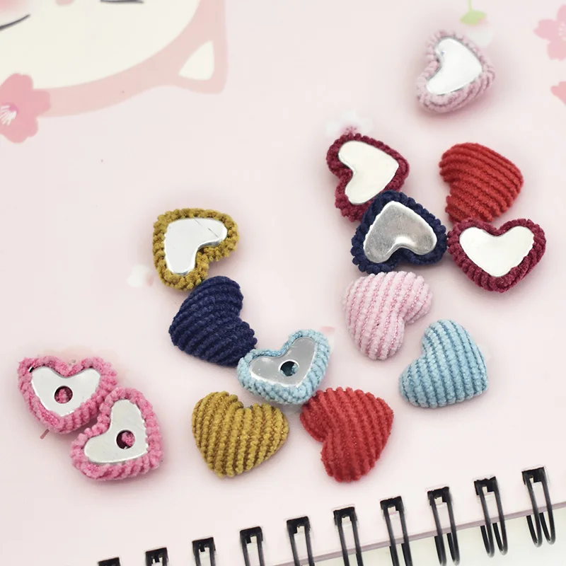 

20PCs/Set Mix Colors 15mm Corduroy Heart Shape Kids Clothes Covered Button Flatback Cabochon DIY Decoration Buttons Scrapbooking