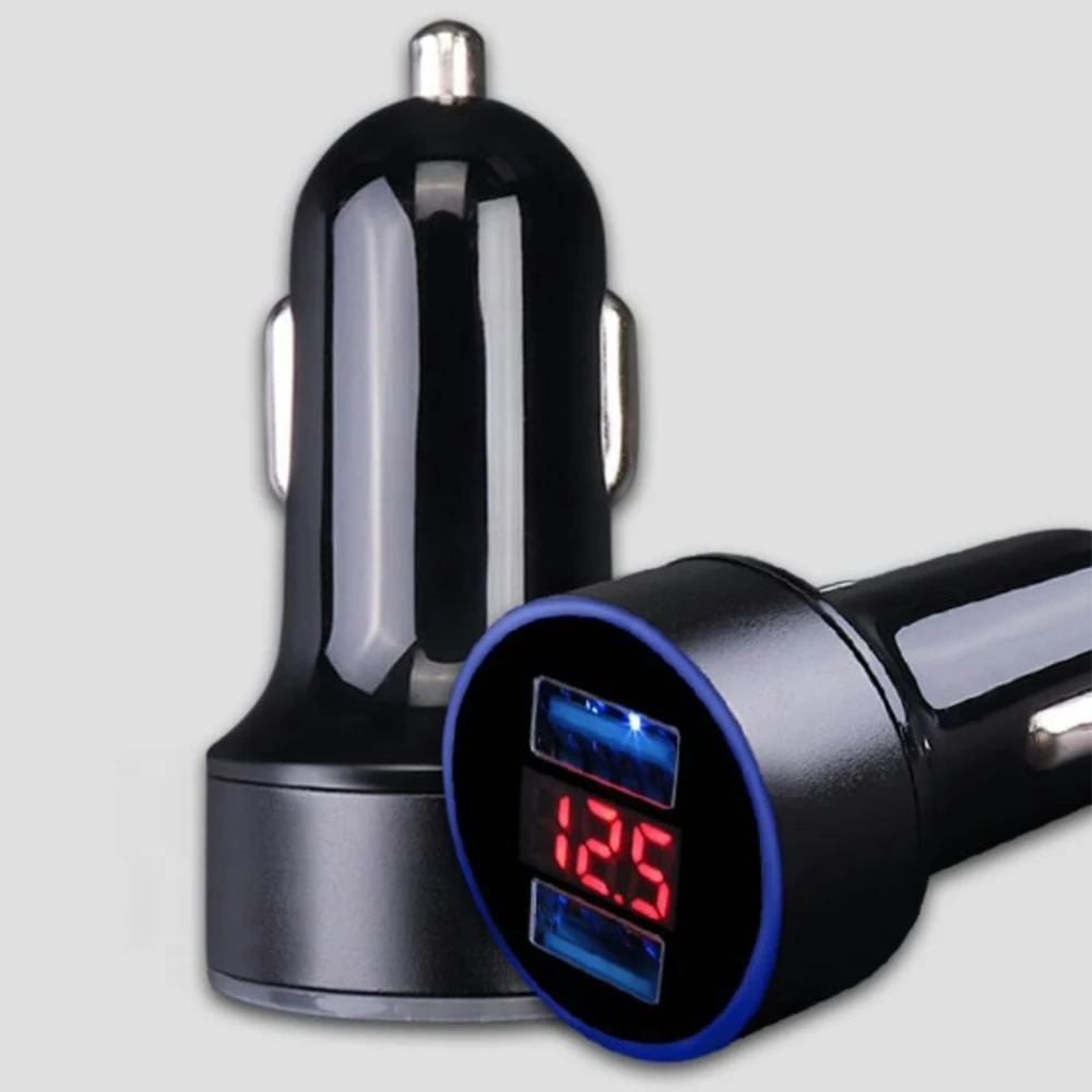 3.1A Dual USB LED Car Charger with Blue Indicator Light Multi-protection Universal for 12V/24V Vehicles