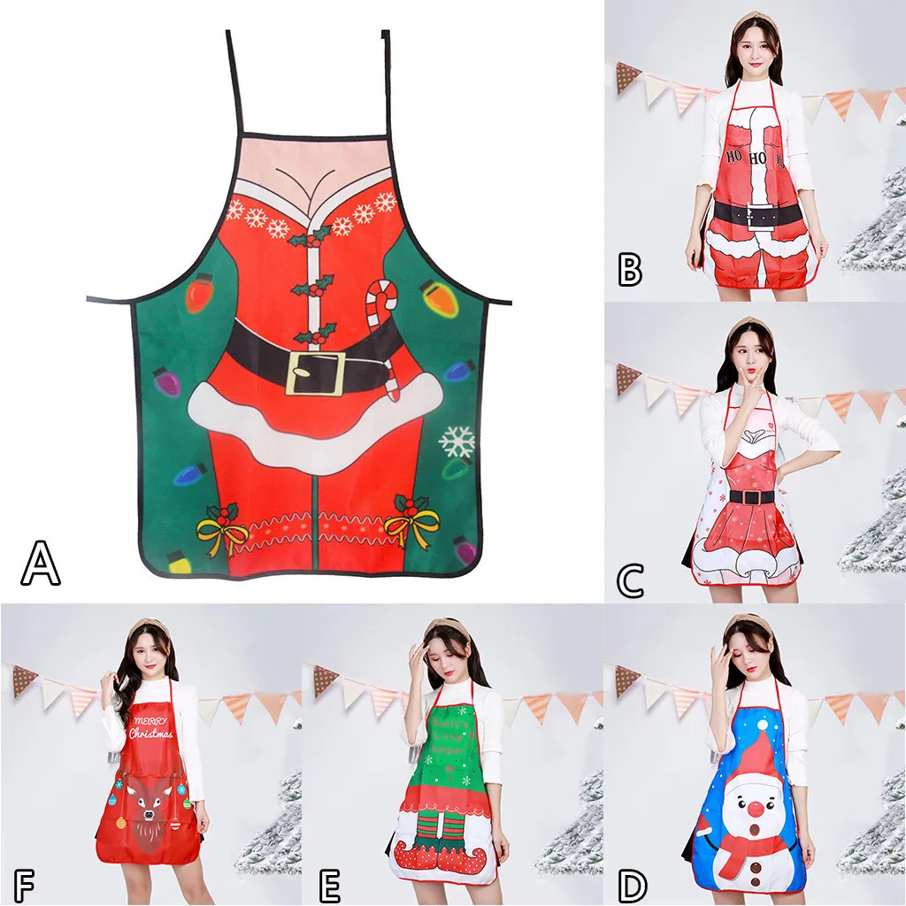 

Creative Christmas apron Navidad pinafore couple sexy uniforms Kitchen Home Christmas Apron 2020 new year gifts #24/9