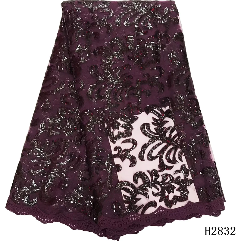 

2019 Free Shipping Tulle Lace Fabric Sequins Newest Net African Lace Fabric French Lace For Women Party Dress HX2832
