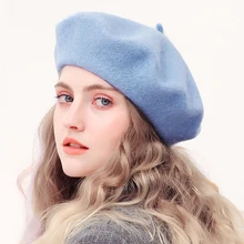 

High Quality Wool Women Beret French Artist Warm Girl Winter Beanie Hat Cap Vintage Plain Beret Hats Elegant Lady Winter Caps