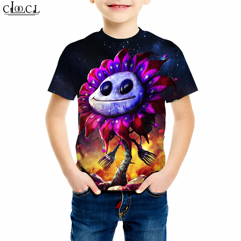 Kids T shirt 11 Детские футболки с принтом «Растения против Зомби» толстовка с короткими рукавами и 3D принтом «Peashooter» для мальчиков и девочек детские топы в стиле Харадзюку - Цвет: Kids T shirt 11