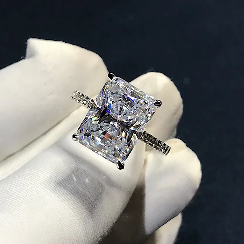 4ct Simulated Diamond cz ring 925 Sterling Silver Engagement Wedding Band Rings for women Party Jewelry silver rings silver ring wedding rings