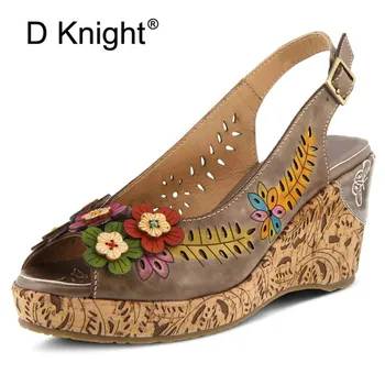 

Summer Platform Sandals Women's Shoes Peep Toe Buckle Strap Women Wedge Heels Sandal Handmade Flower Lady High Heel Sandal Shoes