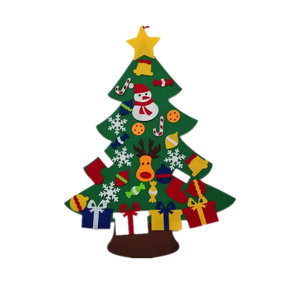 Войлочная Рождественская елка DIY Рождественская елка с орнаментом Настенный декор с подвесной веревкой для очки-детский подарок на Рождество украшения для домашней двери
