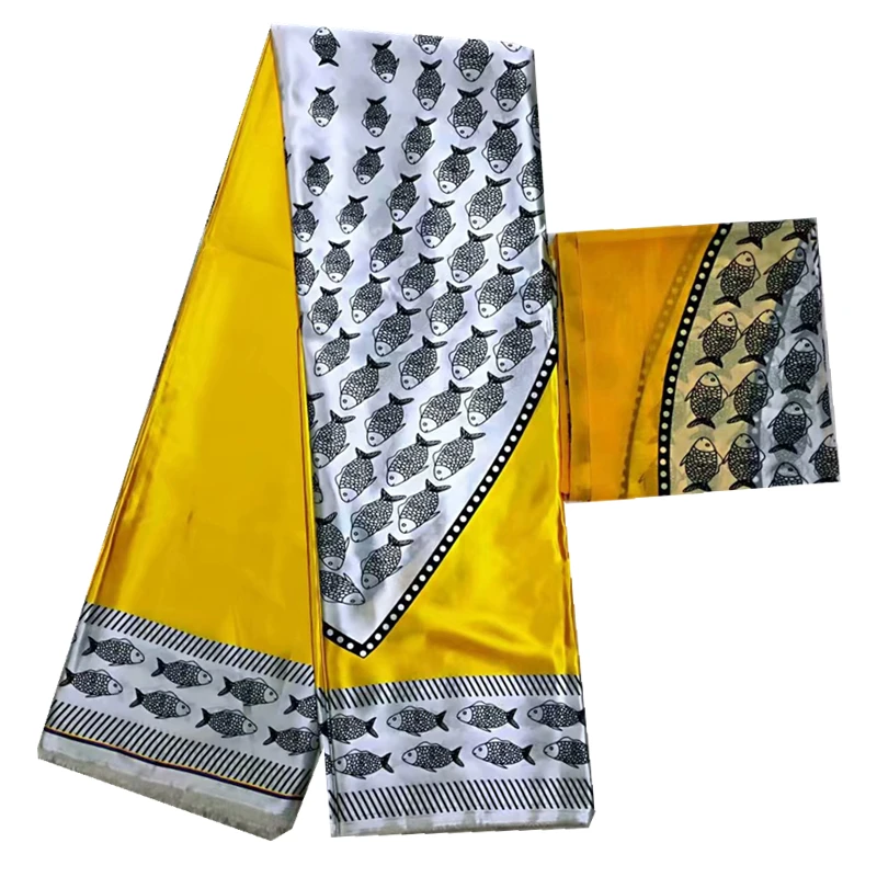 Африканская ткань высокого качества шелковая восковая Ткань Горячая шелковая шифоновая ткань для женского платья 4+ 2 ярдов