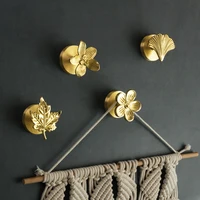 Animal Shape Solid Brass Hanging Coat Rack Clothes Display Racks Key hook Storage Hangers Wall Decorative Flower 2