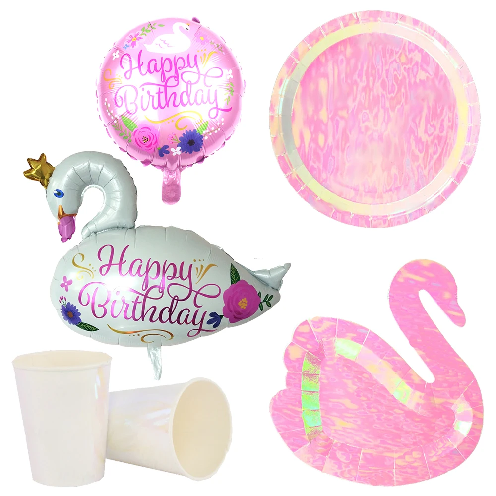 Лебедь одноразовые наборы посуды 8 шт День Рождения украшения партии поставки