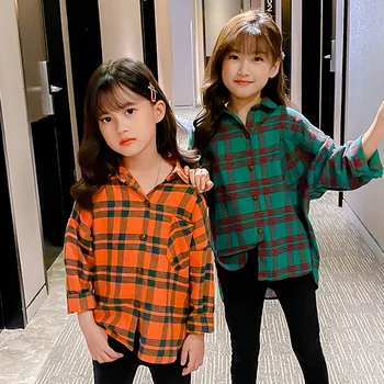 

Casual New Baby Girls Blouses Spring & Autumn Cotton Plaid Kids Shirts Tops Toddler Girls Clothes Fashion Children Outfit