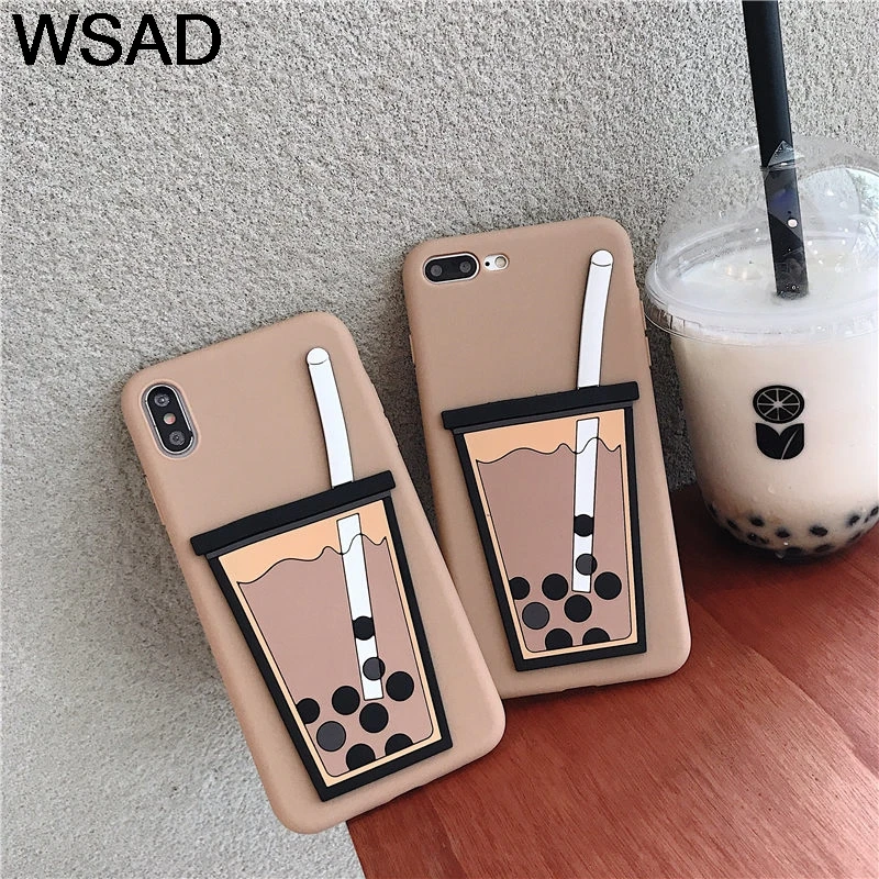 

Lovely Pearl Bubble Tea 3D Soft TPU Phone Case Cover Anti-knock Protector Casing For iPhone 6 6S 7 8 Plus X XR XS Max