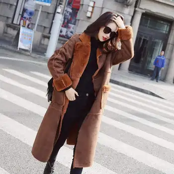 

Fashion Double-Breasted Women Winter Jacket Long Suede Lambs Wool Coat Female Chaquetas Mujer Warm Winter Parkas Outwear