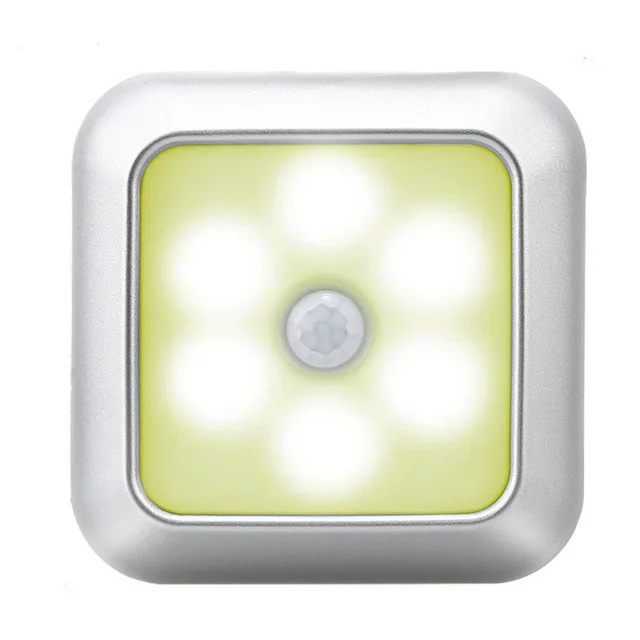 Tanie Szafa zasilana lampą 6 LED kwadratowy czujnik ruchu lampki nocne sklep