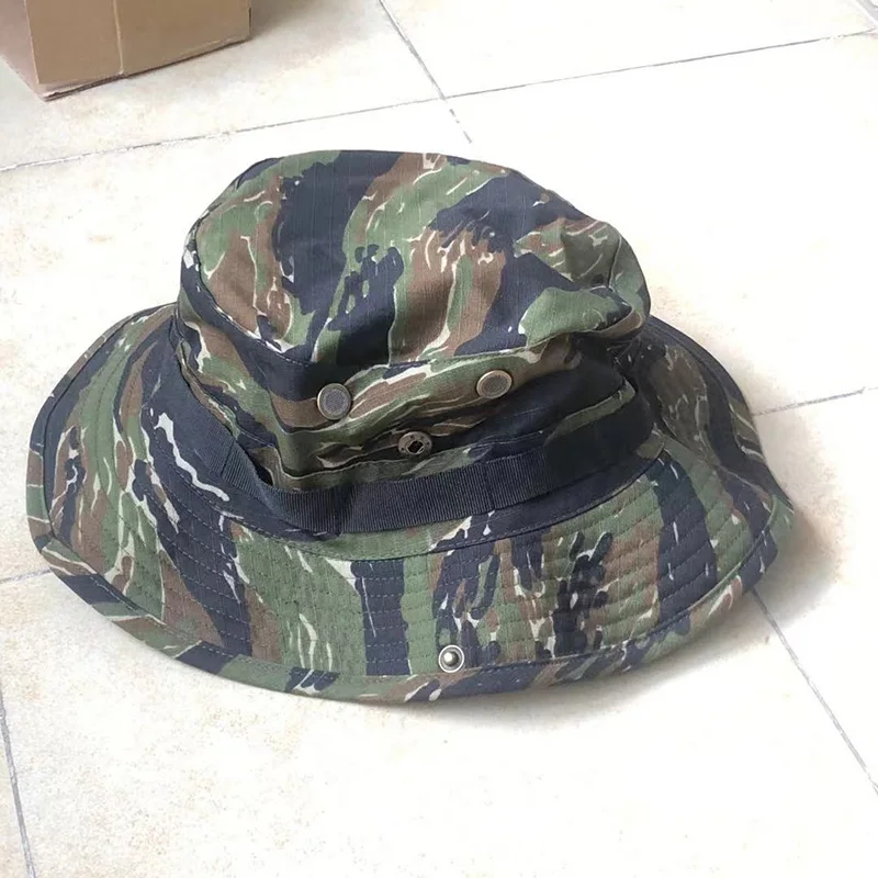 Outdoor Sports Round Brim Hat Tactical Jungle Tiger Spot A-TACS Desert Digital MCAD Camouflage Color Sunscreen