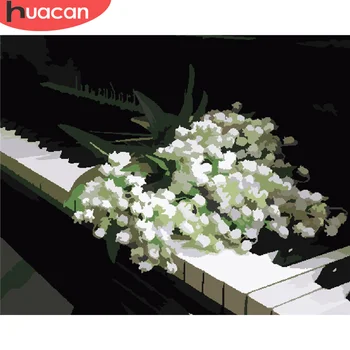 

HUACAN DIY Oil Painting By Number Piano Drawing Kits Pictures By Number On Canvas Flower Acrylic Kits For Children Room Decors