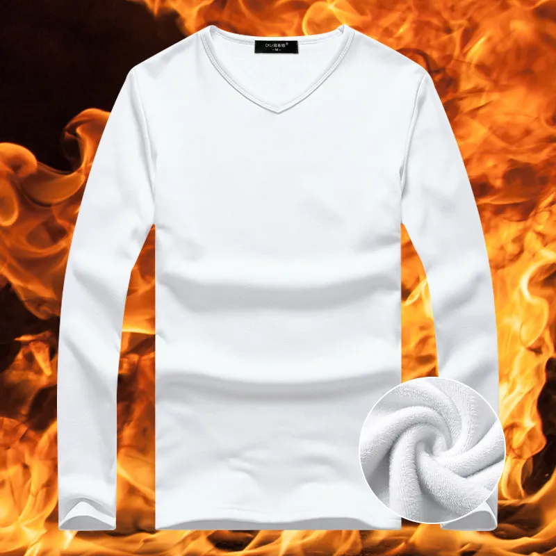 Winter Tops Men Tshirt Thermal Underwear Men thermo Underwear Warm Long Johns Men V Neck Thick Fleece Thermal Clothing for Men