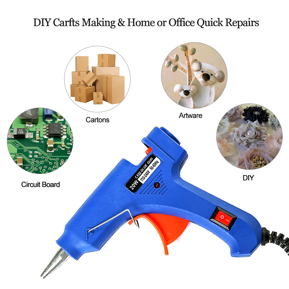 

20W 100V-240V Hot Melt Glue Gun High Temp Heater Automatic Temperature Heating Power Repair Heat Tools for DIY Crafts