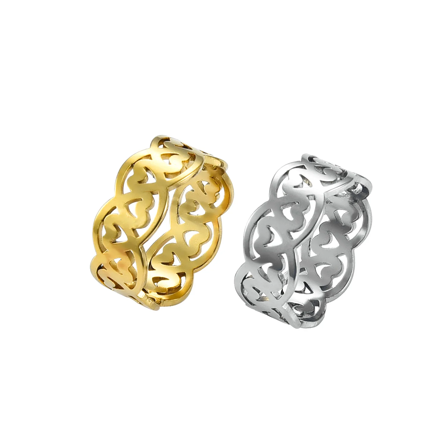 Anillo de acero inoxidable de moda, conjunto de anillos de oro caliente para mujer, regalo de joyería de boda