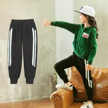 Спортивные брюки для девочек осень-зима г. Новые стильные бархатные детские спортивные брюки свободные повседневные штаны для мальчиков