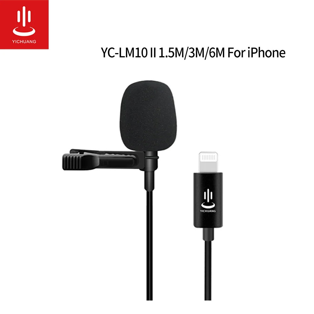 Micrófono YC-LM10 II profesional Lavalier un micrófono para iPhone XS XR X/8/8/11/6/7 Plus iPad micrófono