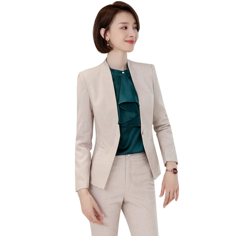 

Business Slim Lady Suits Pants Set High Quality Autumn casual temperament single button blazer Female office suit two-piece suit