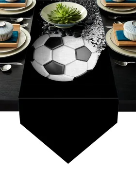 

Soccer Curtains Balls Football Design Table Runner Table Flag Home Party Decorative Tablecloth Table Runners for Wedding