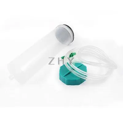 

300CC Helix Luer Lock Tip Dispenser Syringe Barrel Clear Teal Blue w Adapter