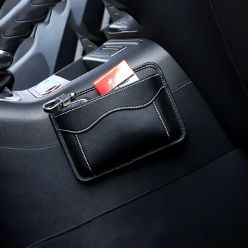 

LEEPEE Universal Car Pouch Bags Organizer PU Leather Car Storage Box Cards Mobile Phone Collecting Sticky Bag