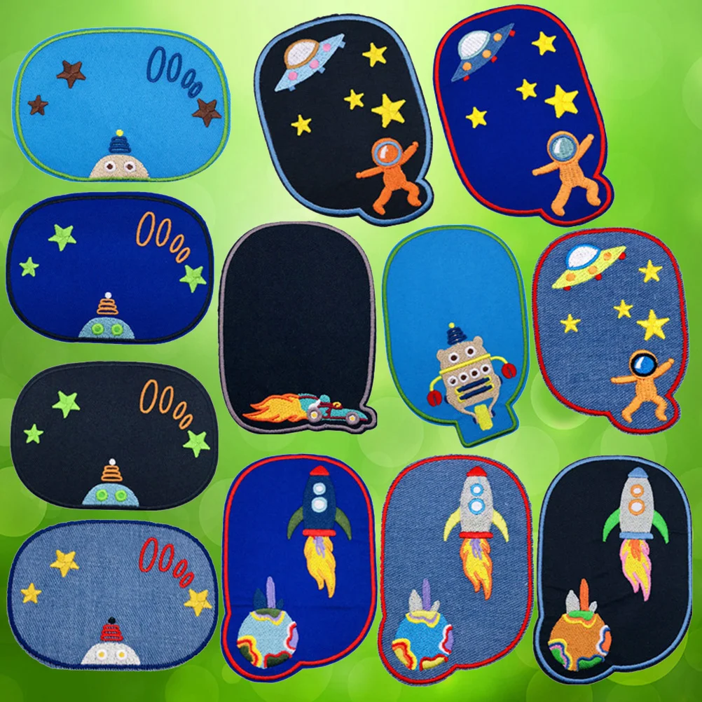12pcs Embroidery Applique Adhesive Patches DIY Planetary Sticker for Jackets Jeans Bags Clothing Arts Crafts Denim Piece | Дом и сад