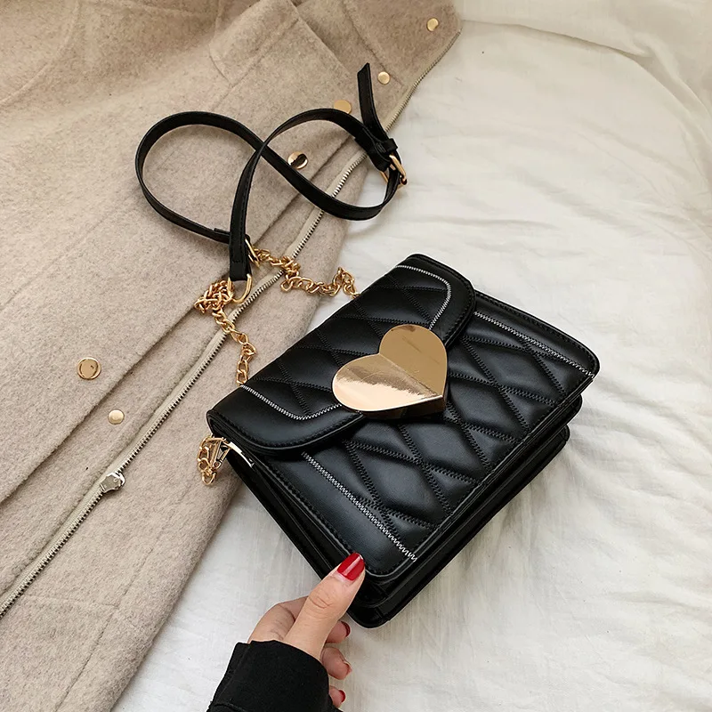 

High quality Sweatheart Lock Plaid Shoulder Messenger Crossbody Bags Women's Handbag 2019 New Fashion Lingge Purse female Tote