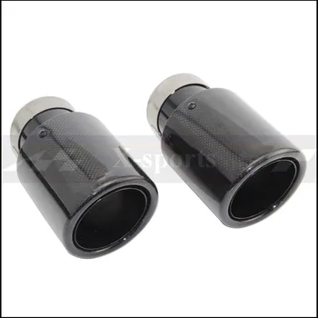 

Car Carbon Fibre Glossy Exhaust System Muffler Pipe Tip Crimping Universal black Stainless Mufflers Decorations For akrapovic