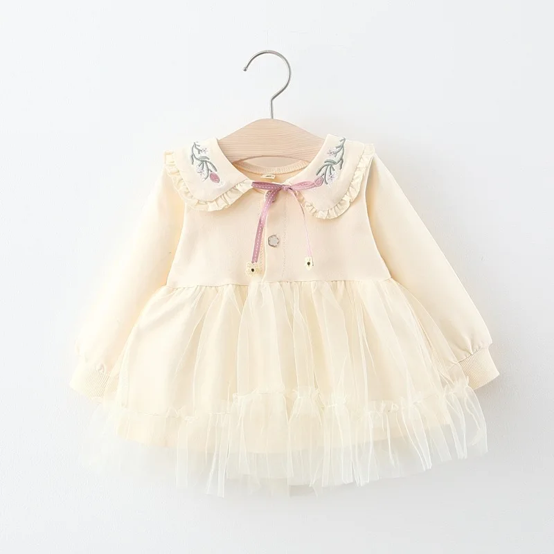 Весеннее платье принцессы с длинными рукавами для маленьких девочек - Цвет: white