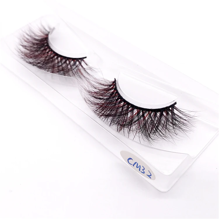 CM32 New color 3D luxury mink lashes wholesale natural long individual thick fluffy colorful false eyelashes Makeup Extension Tools - Цвет: CM32