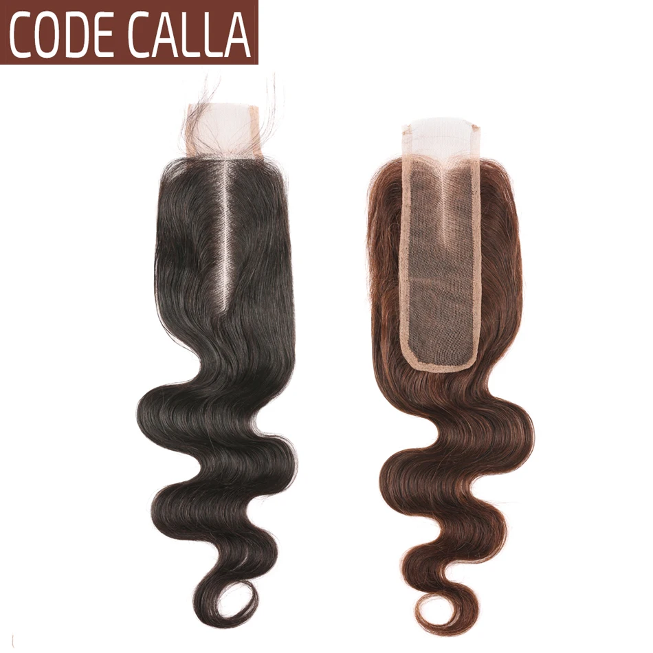Code CALLA объемная волна 2*6 дюймов Размер кружева ким K застежка малайзийские волосы Remy человеческих волос ткать натуральный черный темно-коричневый Цвет