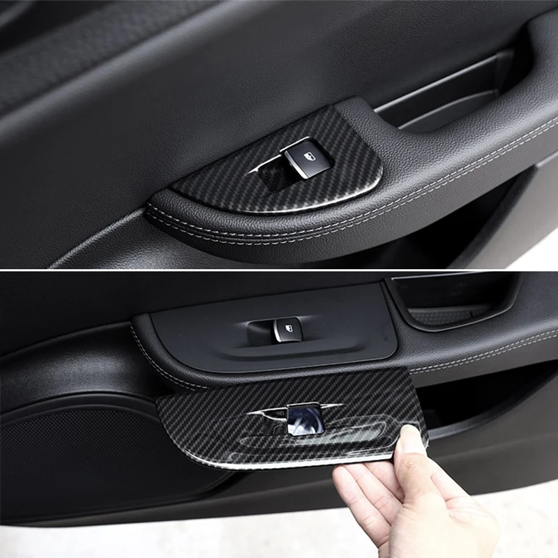 4 X углеродное волокно для Alfa Romeo Giulia Abs Хромированная кнопка стеклоподъемника рамка крышка наклейки аксессуары