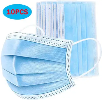 

10PCS Anti-Dust Dustproof Disposable Masks Earloop Face Mouth Mask Facial Protective Cover 3 Layers