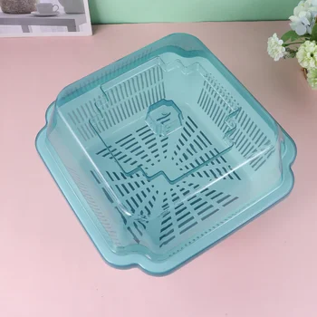 

1Pc Kitchen Dish Rack Practical Tableware Box with Lid Water Draining Storage Shelf Household Kitchen Storage Box (Blue, Small S