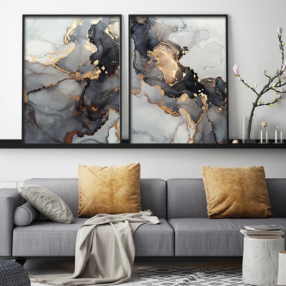 Large-Black-and-Gold-Marble-Wall-Decor-on-Gray-Abstract-Canvas-Painting-Wall-Art-Nordic-Print