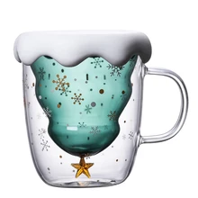 Креативный 3D прозрачный двойной анти-ожога стеклянная Рождественская елка Звездная чашка кофейная чашка Молочный Сок чашка Детский Рождественский подарок