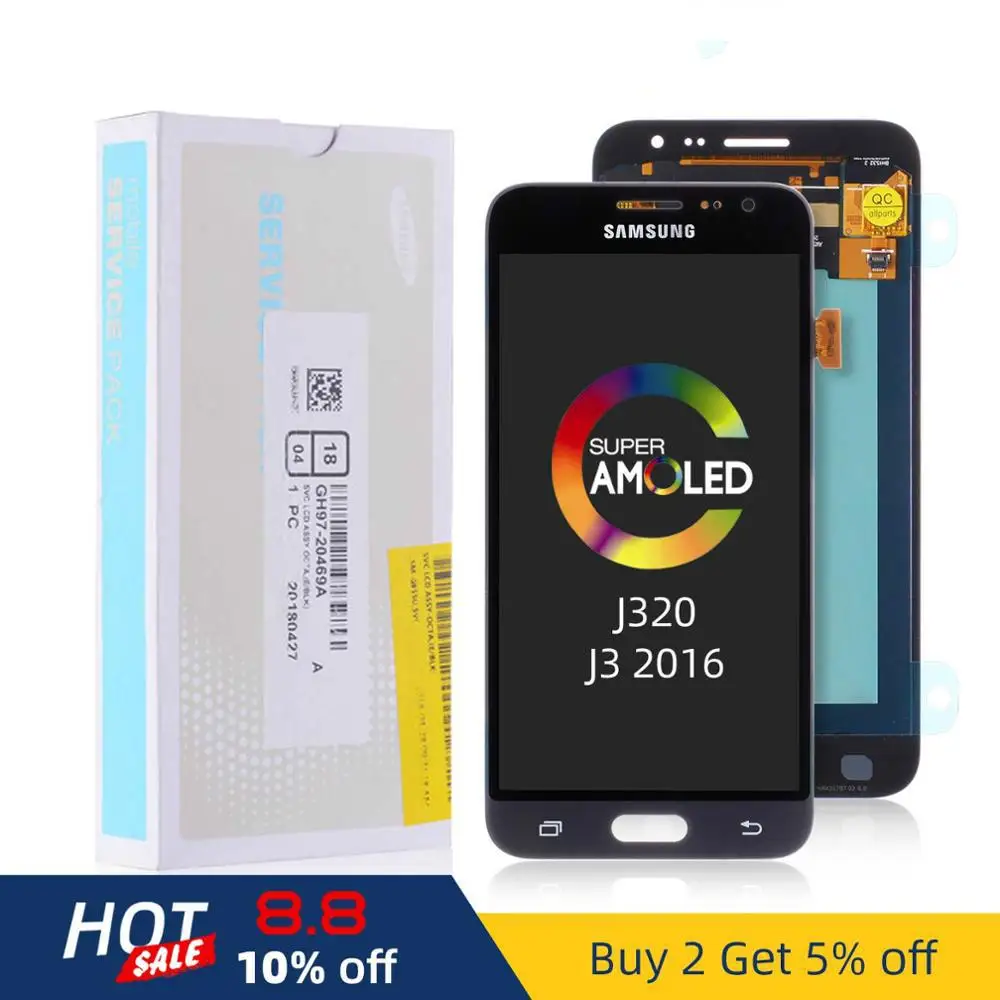 Oled-дисплей для SAMSUNG J3 2016 ЖК-дисплей с сенсорным экраном Galaxy SM-J320 J320H | Мобильные