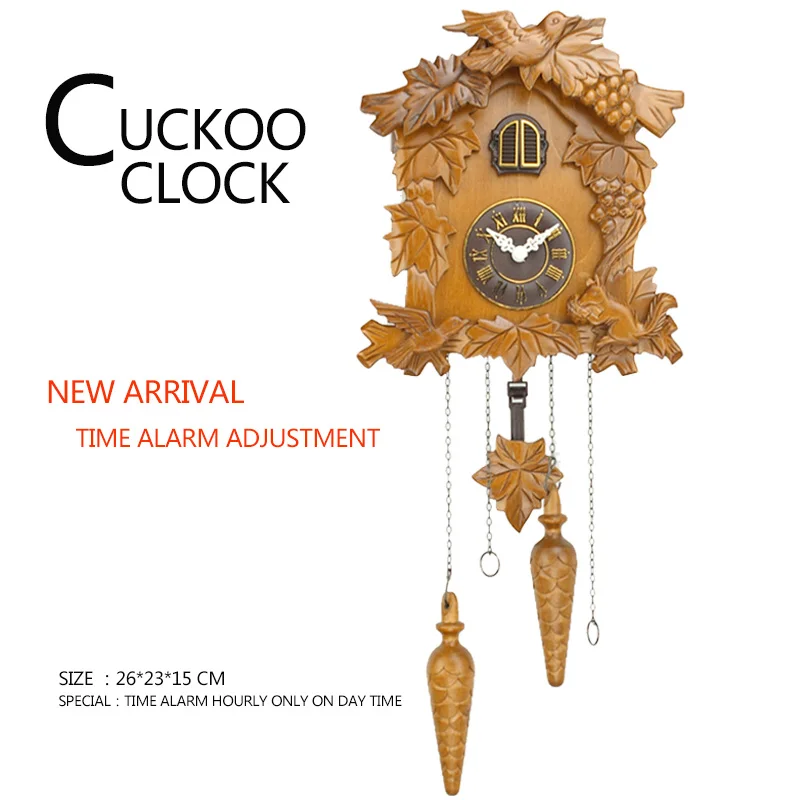 

New Retro Cuckoo Clock Living Room Wall Clock Bird Cuckoo Alarm Clock Watch Modern Brief Children Decoration Home Day Time Alarm