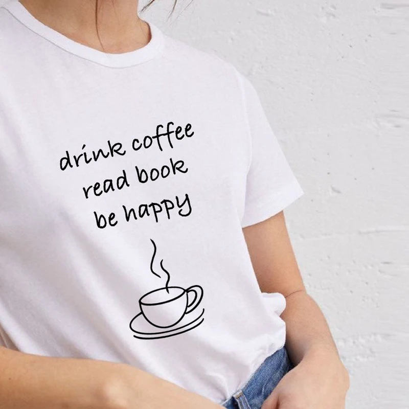 Женская футболка с надписью Be Happy Повседневная цвета кофе женские топы летняя